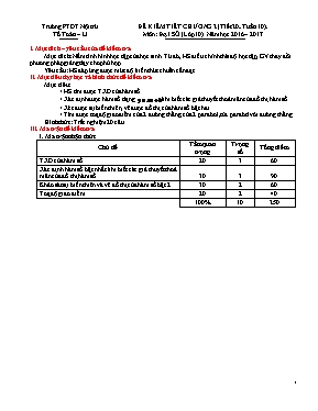 Đề kiểm tiết chương 2 (tiết 20 tuần 10) môn Đại số (lớp 10) - Năm học 2016  2017